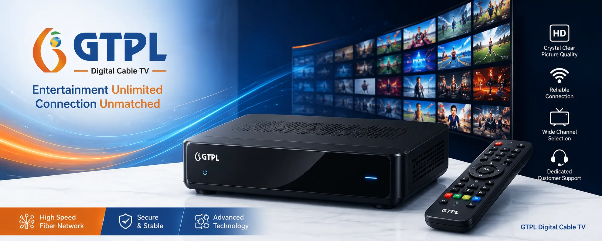 GTPL Digital Cable TV set-top box and entertainment